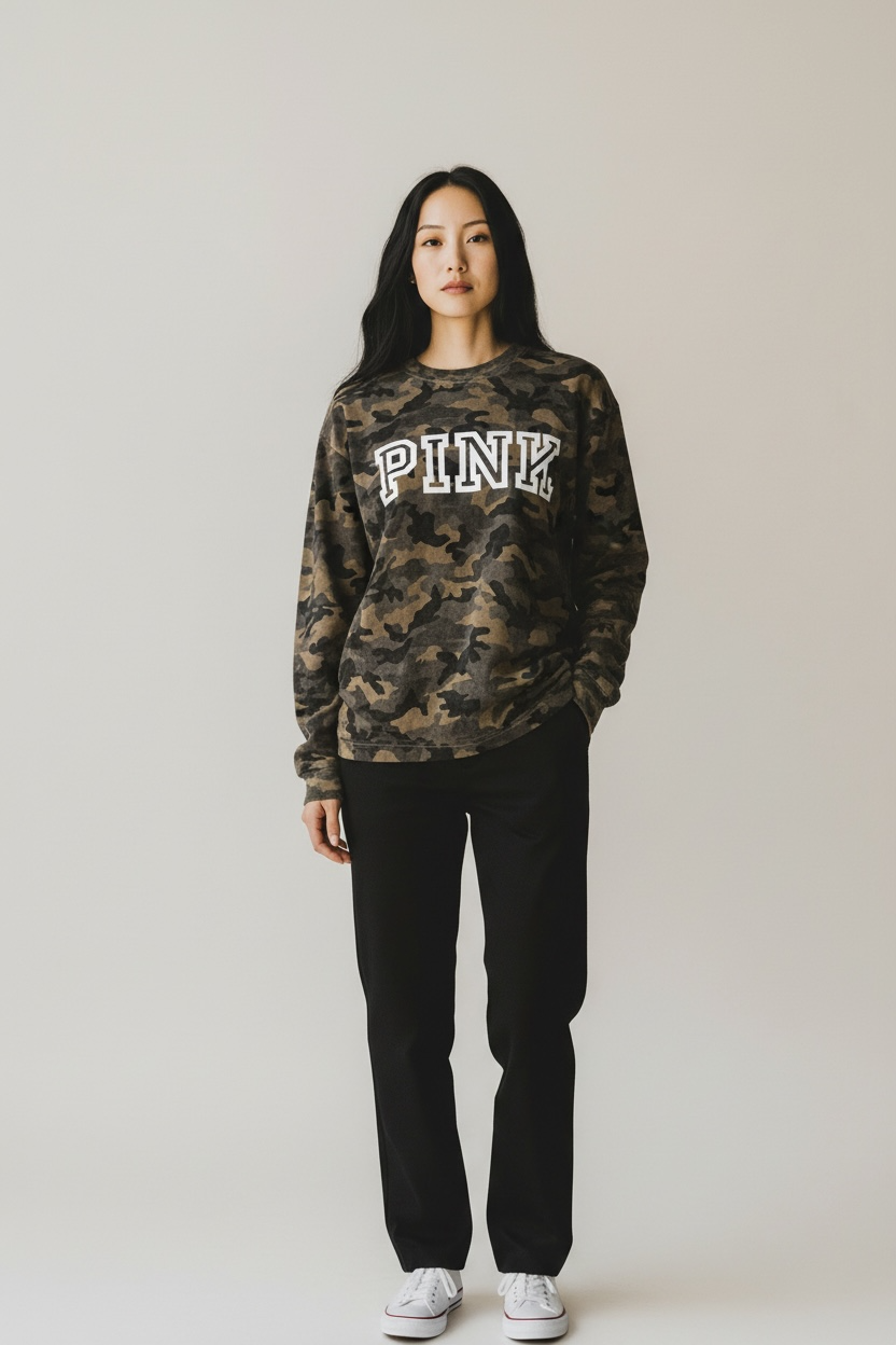 PINK camo Long sleeve tee