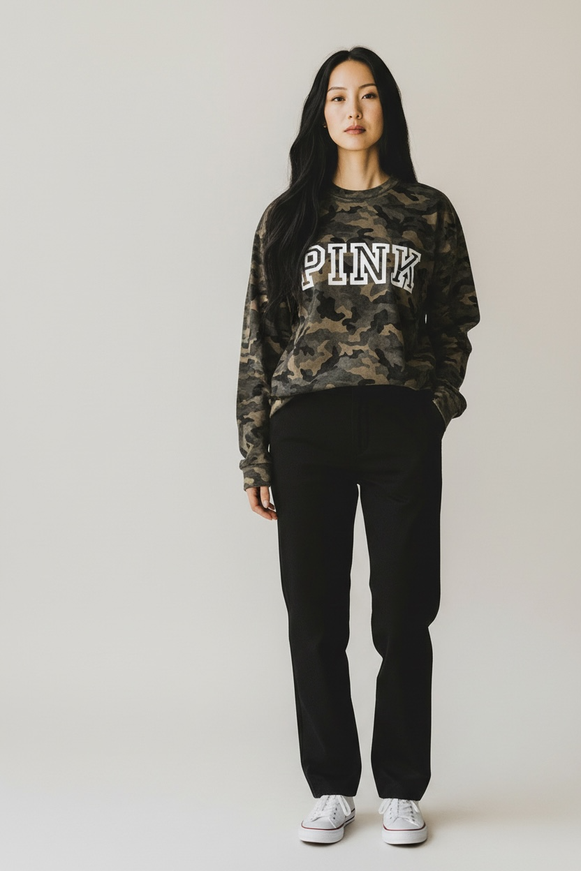 PINK camo Long sleeve tee