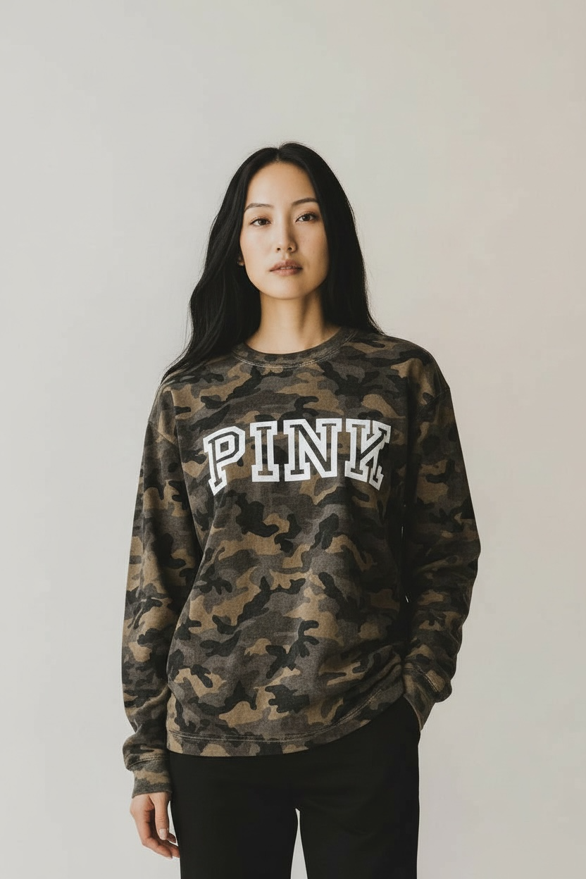 PINK camo Long sleeve tee